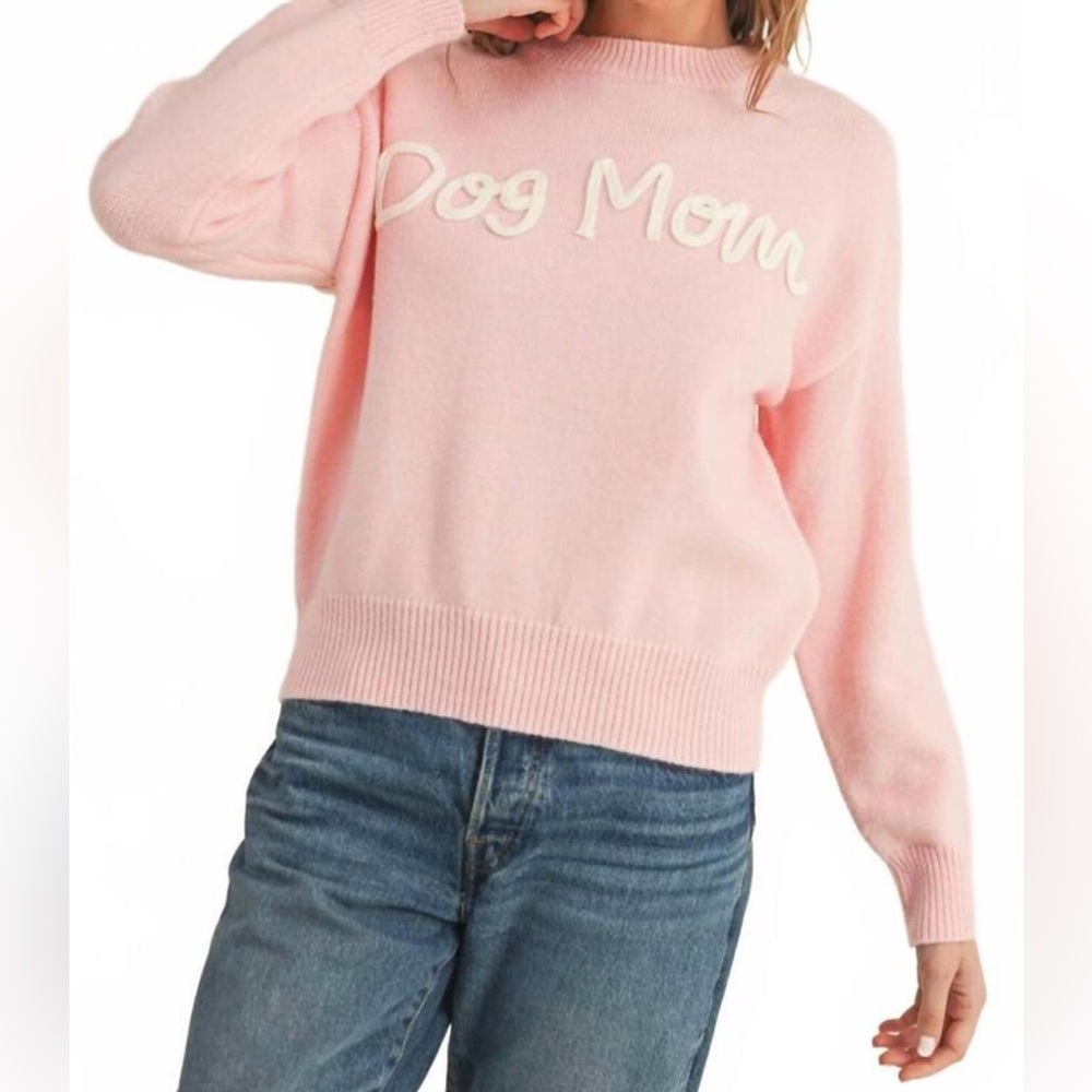 Cloud Ten Pink 'Dog Mom' Crew Neck Sweater